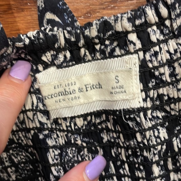 Abercrombie and Fitch women’s wide leg jumpsuit black ivory floral bustier Small - Picture 10 of 13
